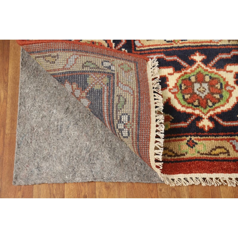 Orange Medallion Heriz Serapi Indian Area Rug Handmade Wool Carpet - 8'10" x 11'9"