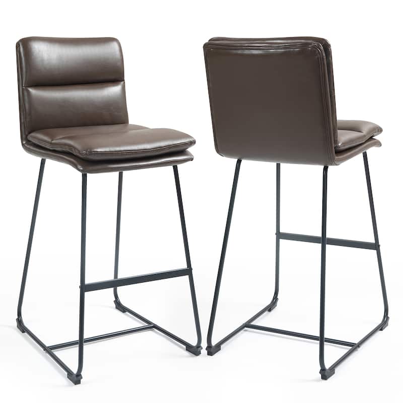 Set of 2 Aulani Upholstered Metal Frame Counter Stool - Brown