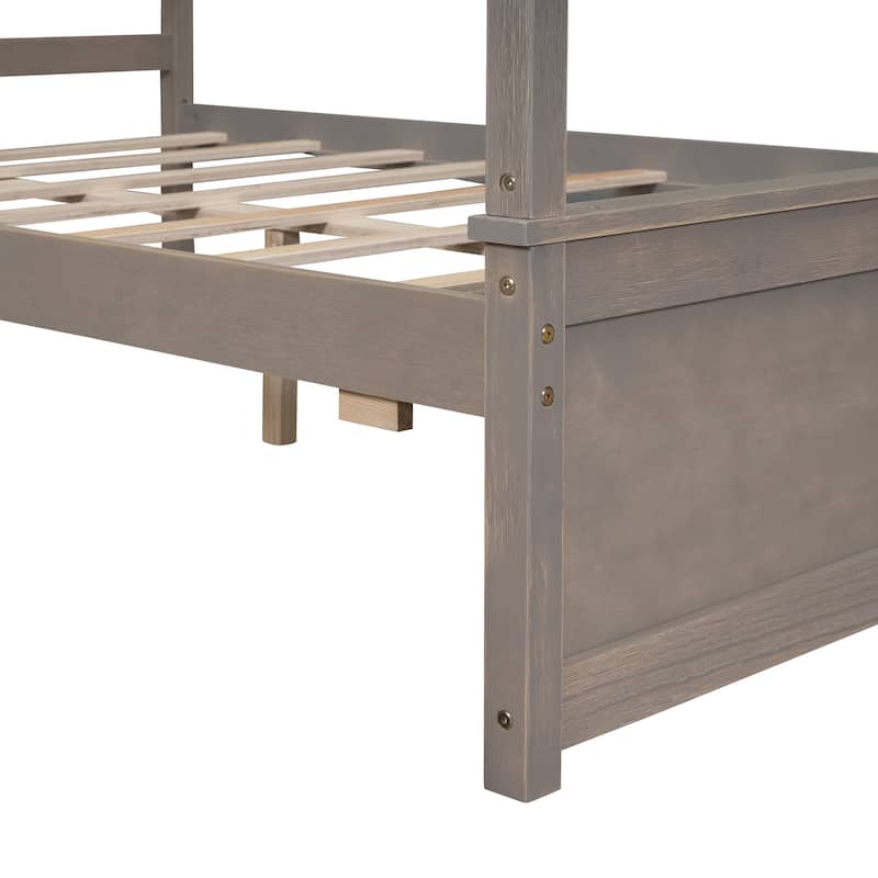 Canopy Platform Bed with 2 Drawers and Support Slats
