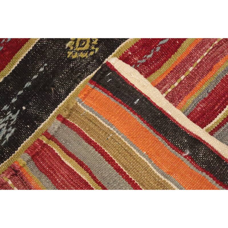 Hand Woven Oriental 100% Wool Carpet Southwestern Tribal Multi-Colored Kilim Area Rug - 9' 8'' X 4' 10''