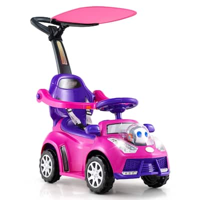 Baby Walking Car with Interactive Lights Horn Sounds and Storage Compartment for Toddlers - 38" x 16" x 35.5"