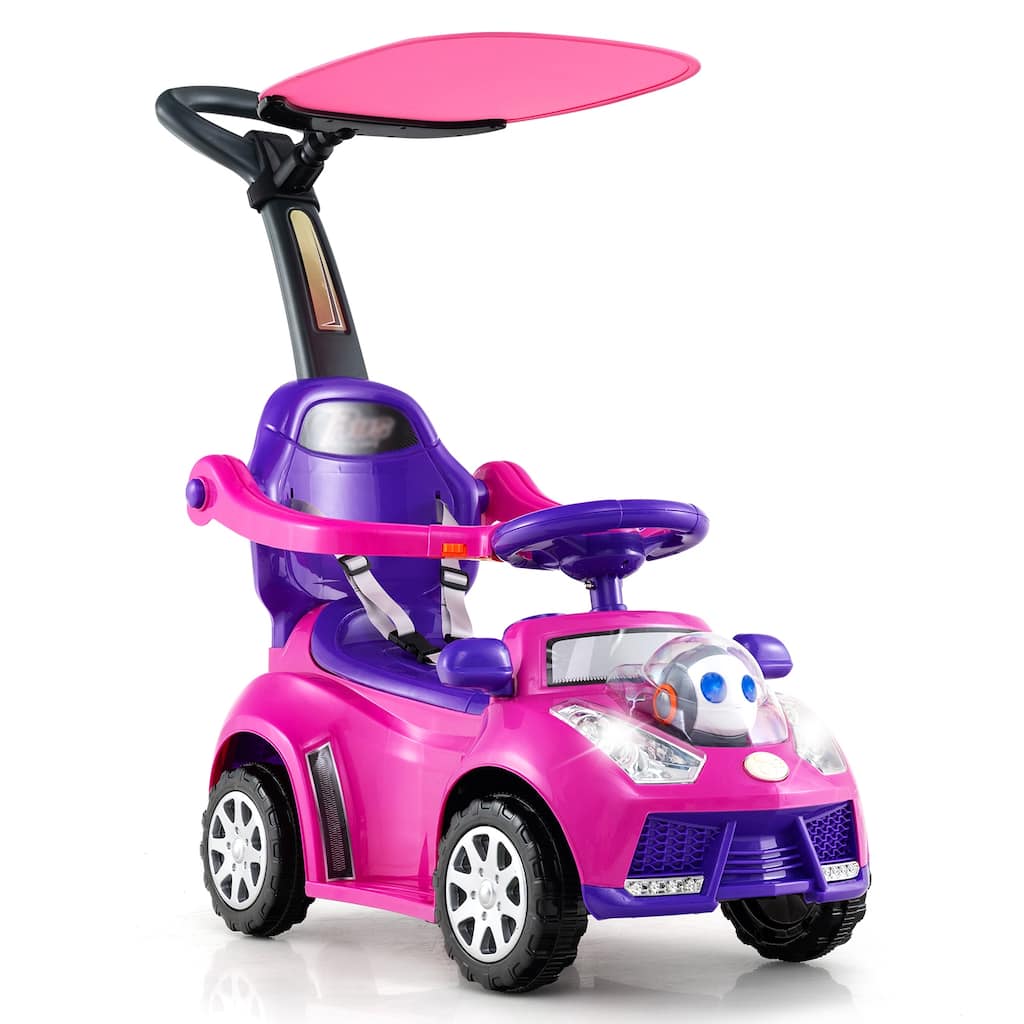 Baby Walking Car with Interactive Lights Horn Sounds and Storage Compartment for Toddlers - 38" x 16" x 35.5"