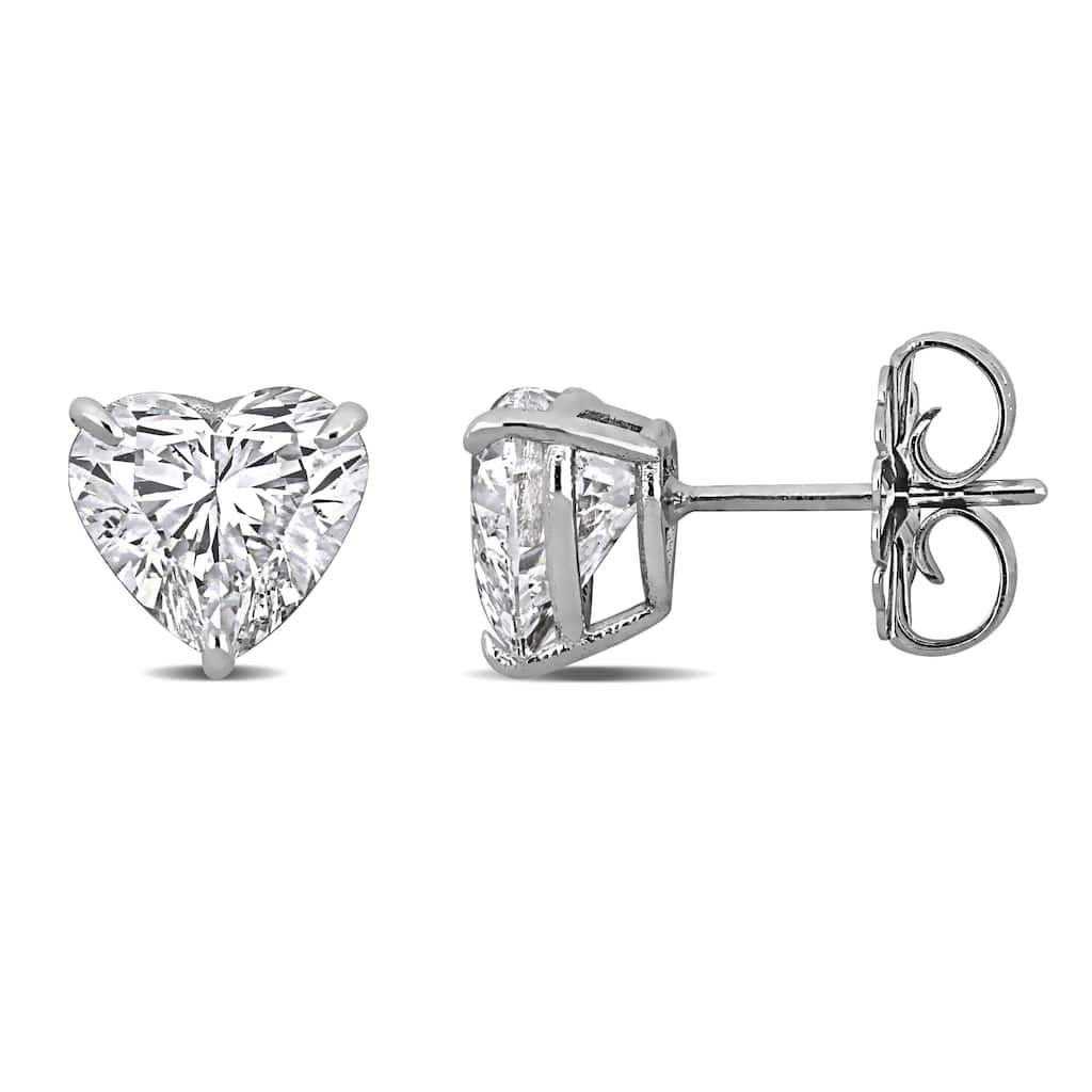 Miadora 3ct TW Heart-Cut Lab-Grown Diamond Stud Earrings in 14k White Gold