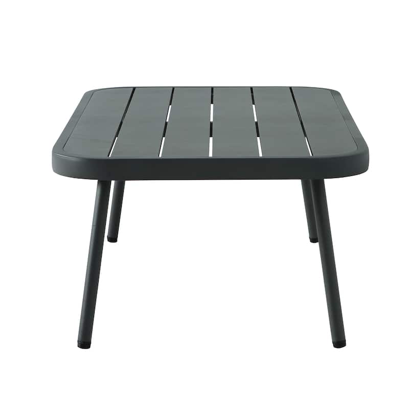 Roomfitters Steel Loveseat with Woven Rope Arms and Coffee Table
