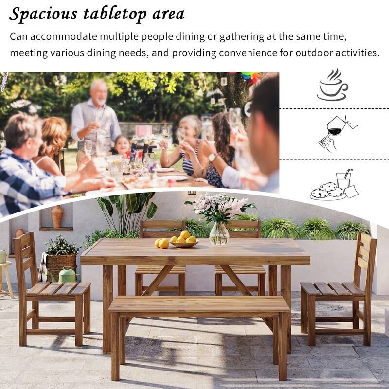 Acacia Wood Outdoor Table and Chair Set - High-Quality Patio, Balcony & Backyard Dining Set