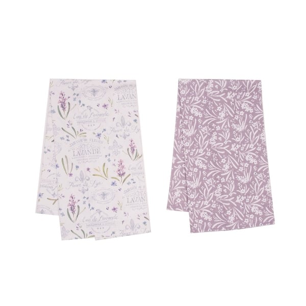 slide 2 of 7, Lavender Provence Eau de Lavande Botanical Kitchen and Bathroom Graphic Print Hand Towels Set of 2