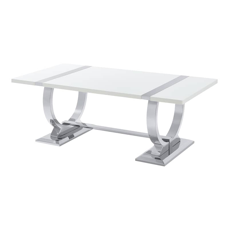 Furniture of America Carra Modern Stainless Steel O-Shaped Trestle Base Coffee Table