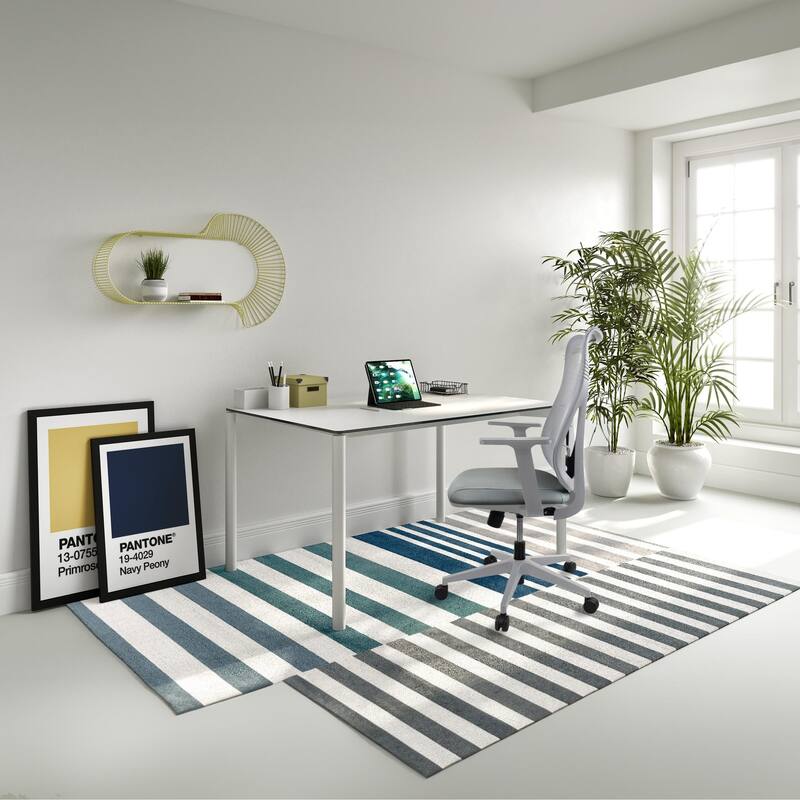 Ergonomic Office Desk Chair | High Back Mesh with Upholstered PU Leather Cushion Seat | Reclining Tilt Adjustable Lumbar Support