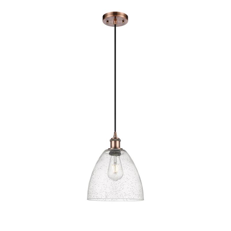 Innovations Lighting Ballston Bristol Glass 1 Light 9" Cord Hung Mini Pendant - Antique Copper/Seedy