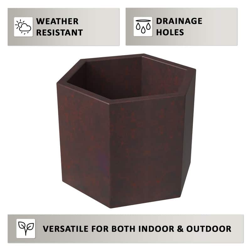 Thicket Hexagonal Urn Fiberstone and MgO Planter Pot with Drainage for Indoor Outdoor Home Office Patio Porch Yard Garden