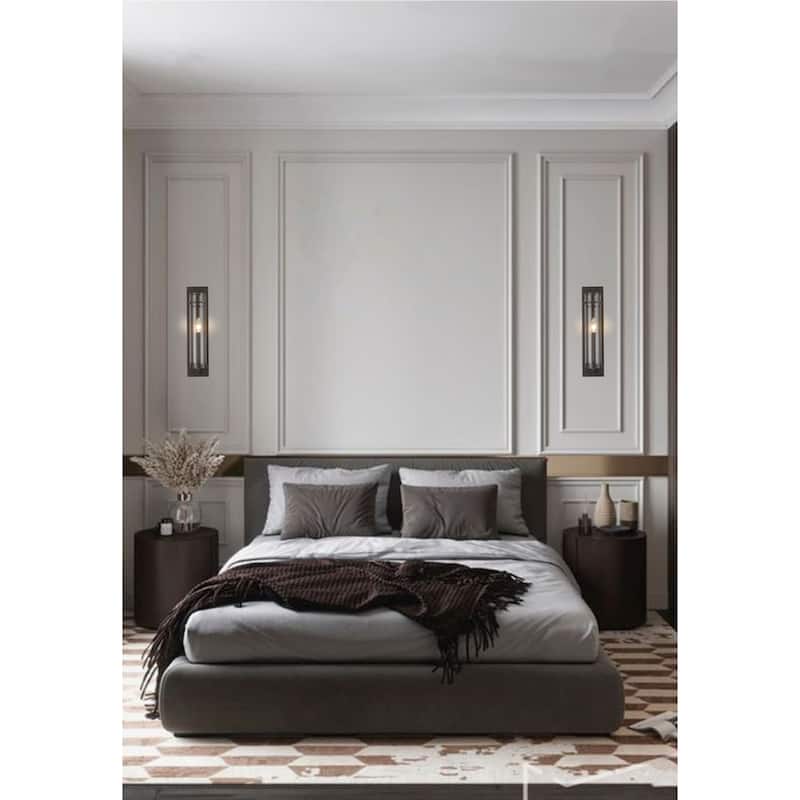 1 Light Dark Brown Metal Wall Sconce with A Clear Glass Shade