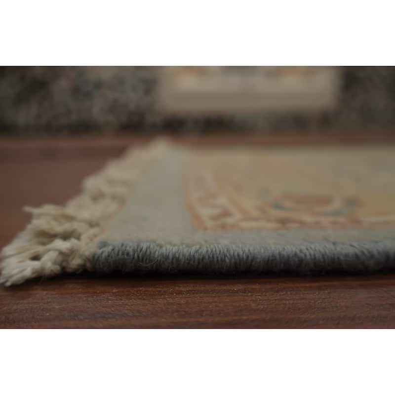 Hand Knotted Oriental 100% Wool Carpet Traditional Floral Navy Blue & Blues Ziegler Area Rug - 3' 10'' X 2' 0''