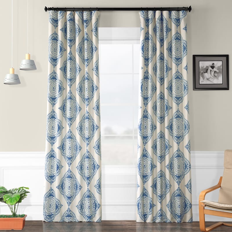 Exclusive Fabrics Henna Room Darkening Curtain Pair (2 Panels) - 50 X 84 - Henna Blue