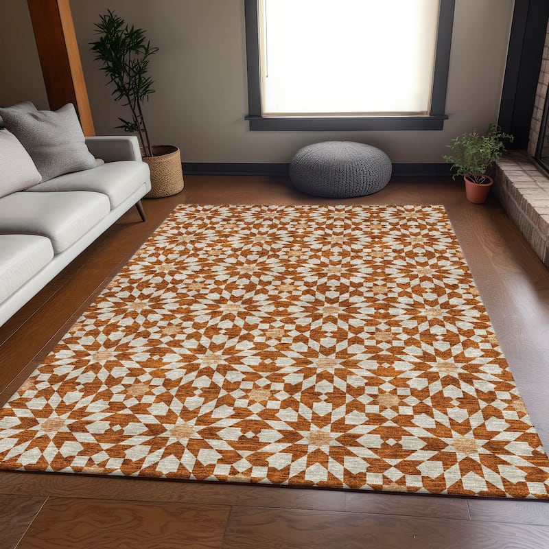 Machine Washable Indoor/ Outdoor Chantille Modern Boho Rug