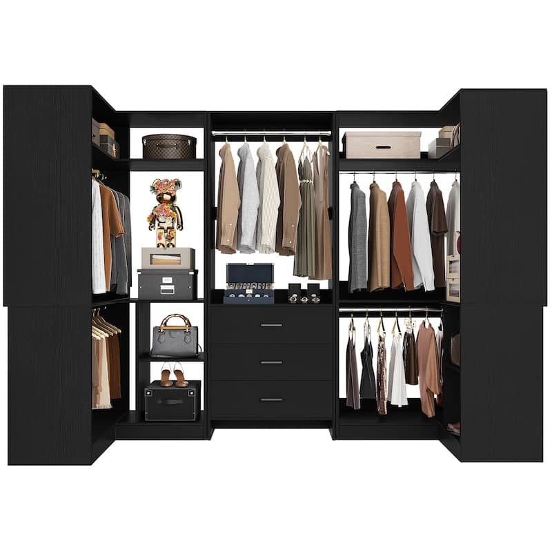 Cimly Set of 3 Closet Organizer with Drawers, U Shaped Freestanding Closet System