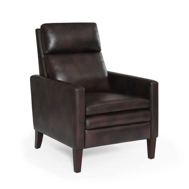 Vaughn Burnished Brown Faux Leather Push Back Recliner