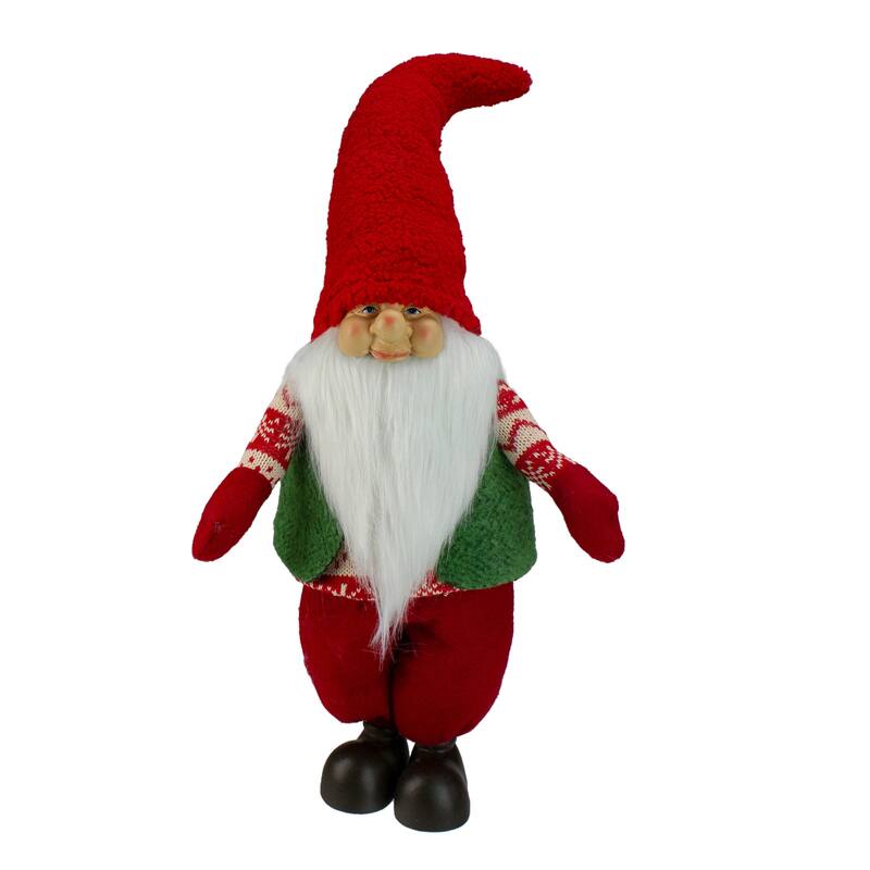 Smiling Santa Christmas Gnome Figure - 23" - Red and Green