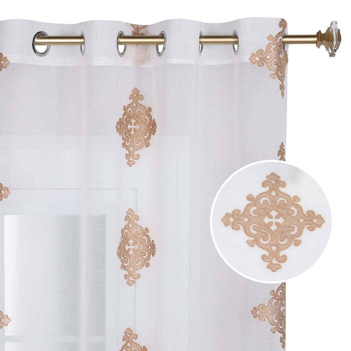Superior Damask Grommet Sheer Window Curtain Panels (Set of 2)