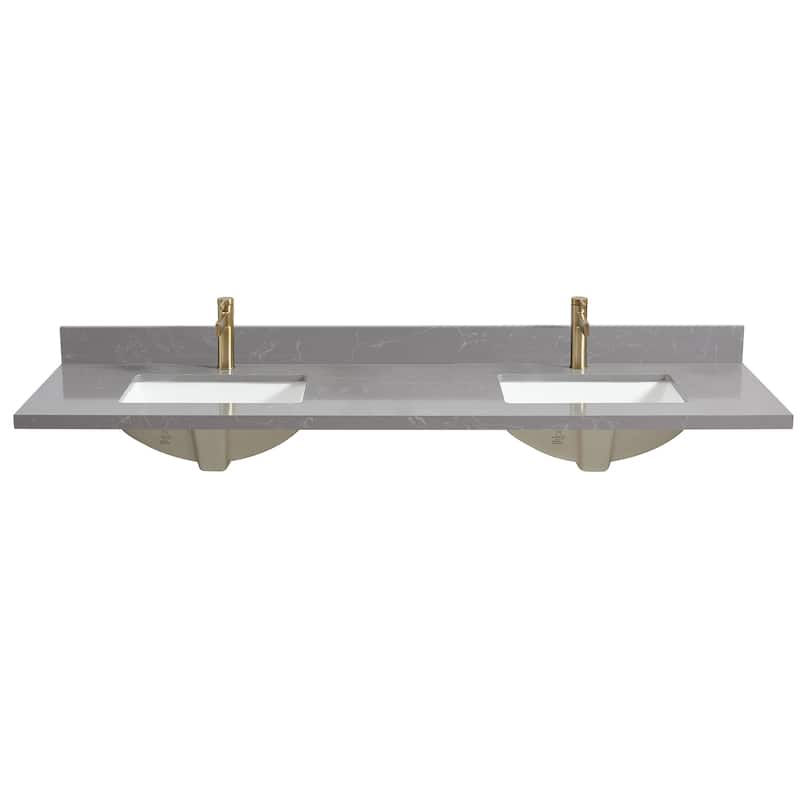 Malaga Composite Stone Vanity Top with White Rectangular Sink