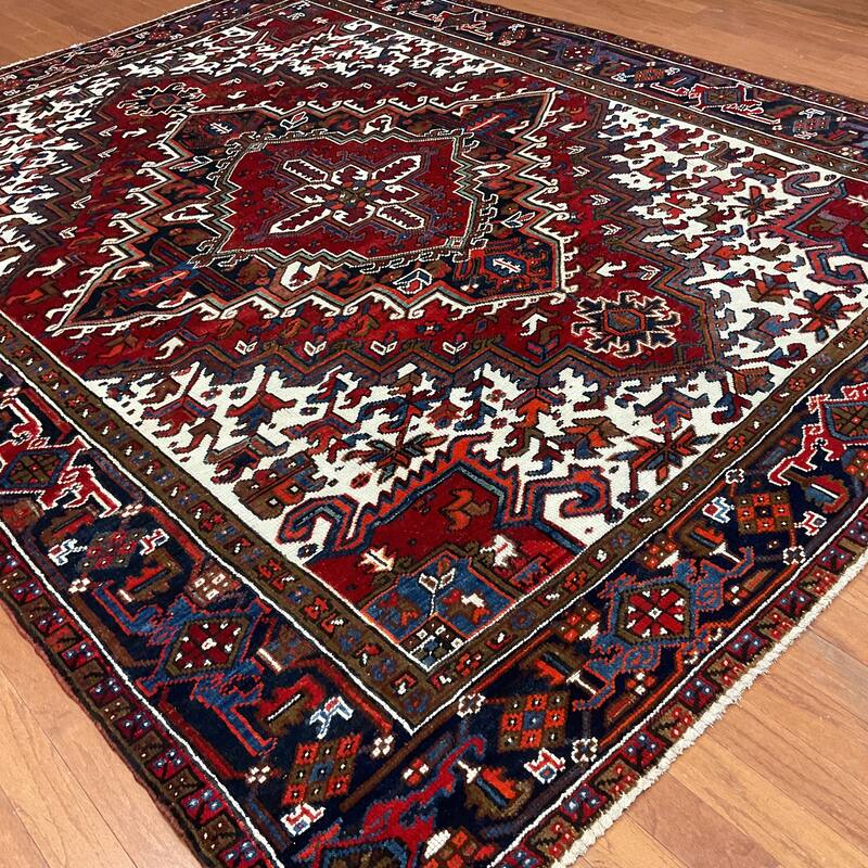 HERAT ORIENTAL Handmade Fine Persian Heriz Wool Rug - 7'9" x 9'8"