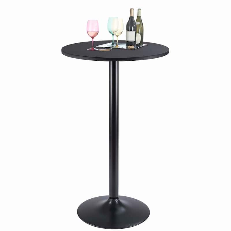 Homall Bistro Pub Table Round Bar Height Cocktail Table Metal Base MDF Top Obsidian Table with Black Leg 23.8inch Top - N/A