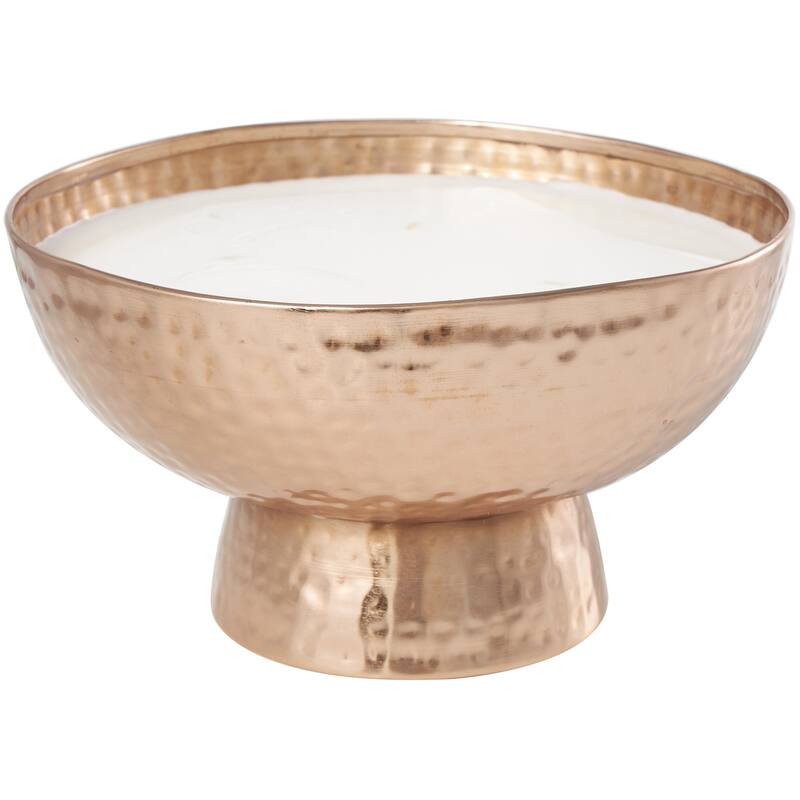 Metal Scented Wide Hammered 70 oz 4 Wick Decorative Candle with White Wax - Gold, Silver, Copper - Roche River Decor - Copper