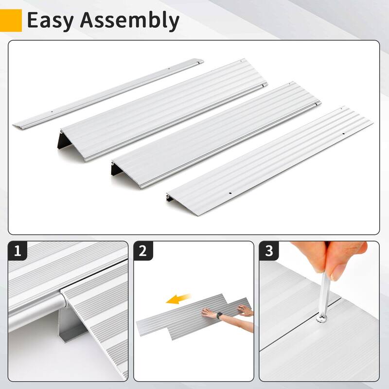 Gymax 3'' Door Threshold Ramp Aluminum Adjustable Rise Entry Ramp for