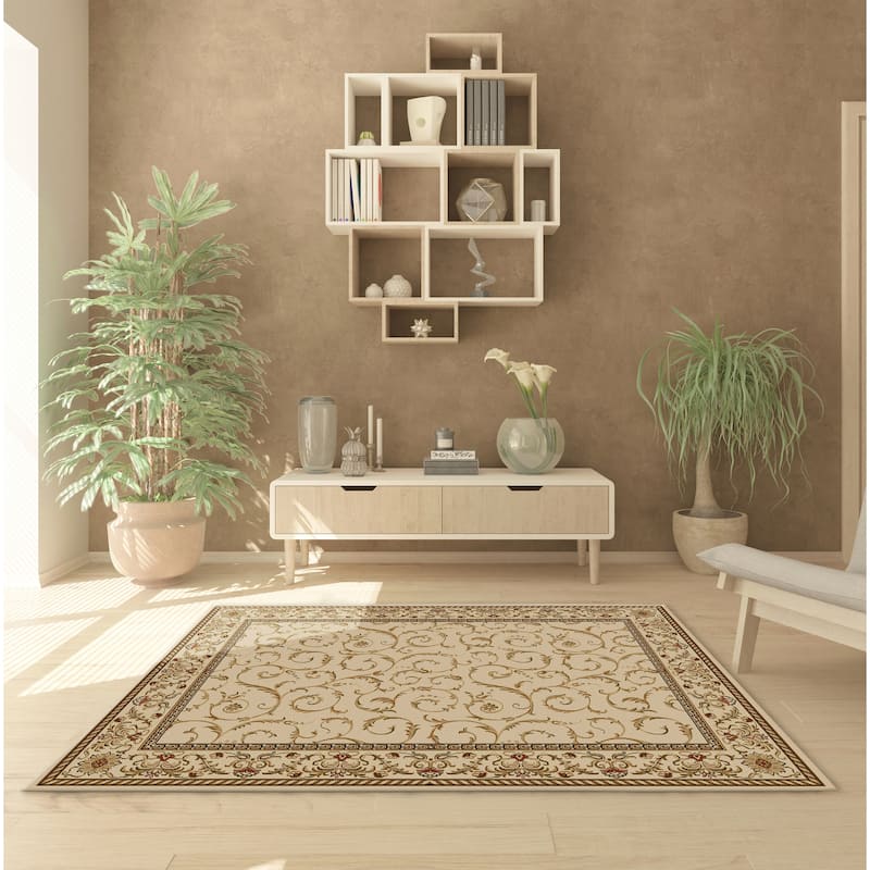 Admire Home Living Amalfi Transitional Scroll Pattern Area Rug