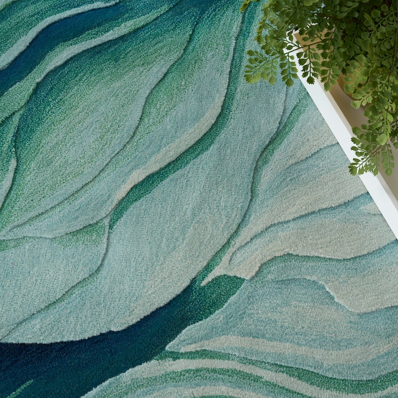 Nourison Prismatic Silver Green Modern Luxe Hand-Tufted Indoor Rug