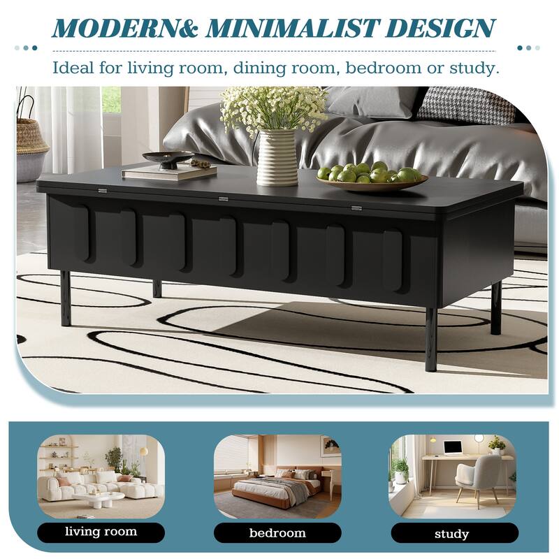 Modern Lift-Top Coffee Table with 2 Drawers