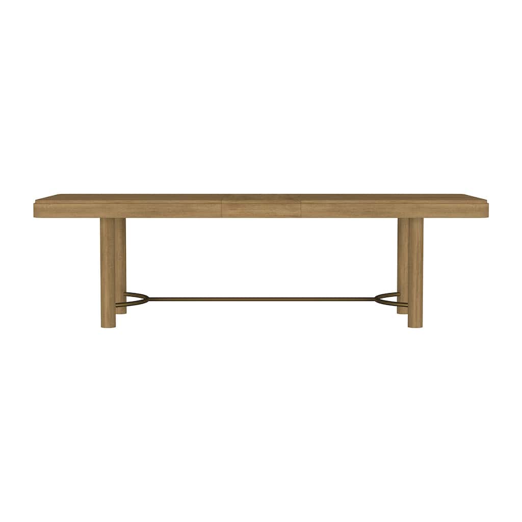 Rectangular Wood Dining Table with Extension Leaf in Sand Wash and Age Brass - Sand Wash/Age Brass