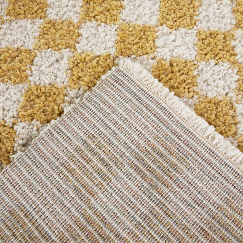 Covey Plush Checkered Thick Shag Area Rug