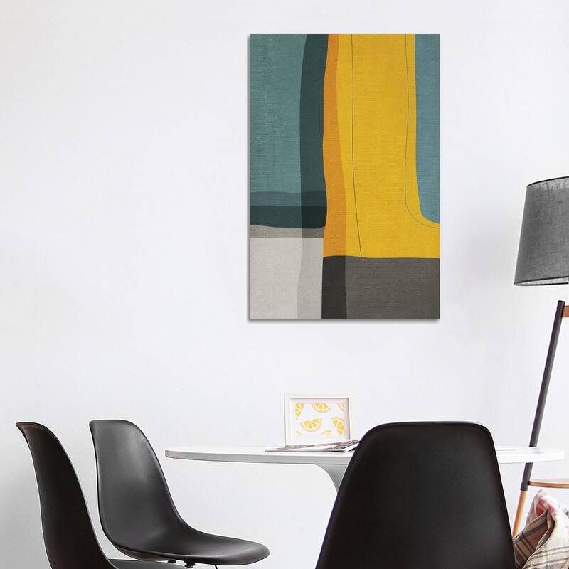 iCanvas "Mustard Teal Gray Mcm Abstract I" by EmcDesignLab Canvas Print - 40x26x1.5