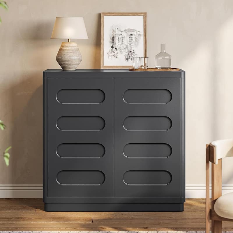 Buffet Sideboard Cabinet with Storage 2 Doors Adjustable Shelves - Black