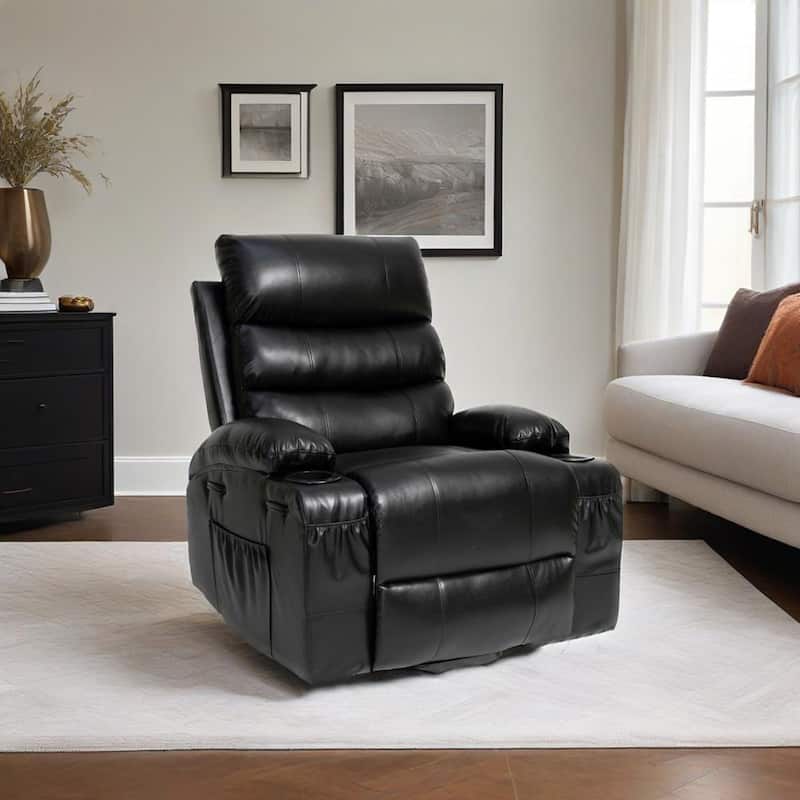 21"W Large Size Electric Power Lift Recliner,8 Point Vibration Massage And Lumber Heat,Remote Control,Side Pockets,Cup Holders