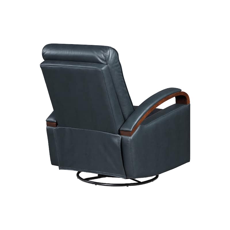Gex Swivel Glider Manual Reclining Chair, Dark Blue Faux Leather
