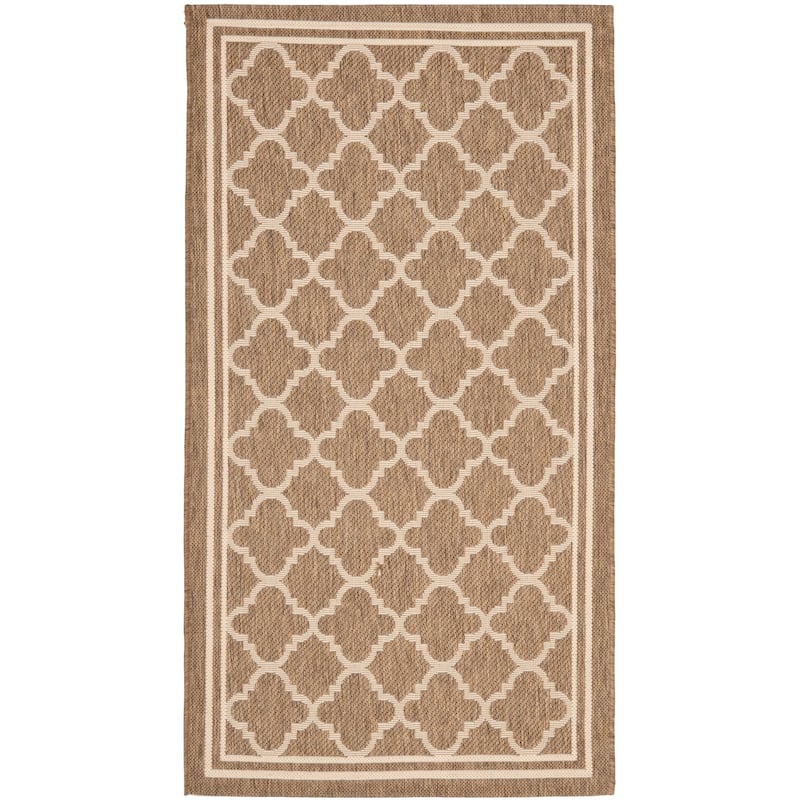 SAFAVIEH Courtyard Kristelle Indoor/ Outdoor Waterproof Patio Backyard Rug - 2'7" x 5' - Brown/Bone