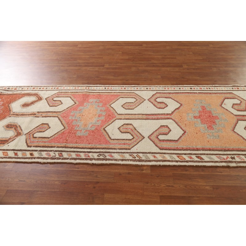 Turkish Anatolian Natural Dye Runner Rug Handmade Wool Carpet - 3'5"x 13'5"