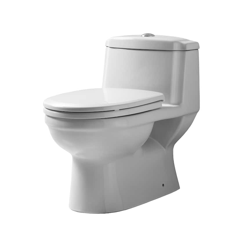 Whitehaus Magic Flush Dual Flush One Piece Elongated Toilet with Slow - White