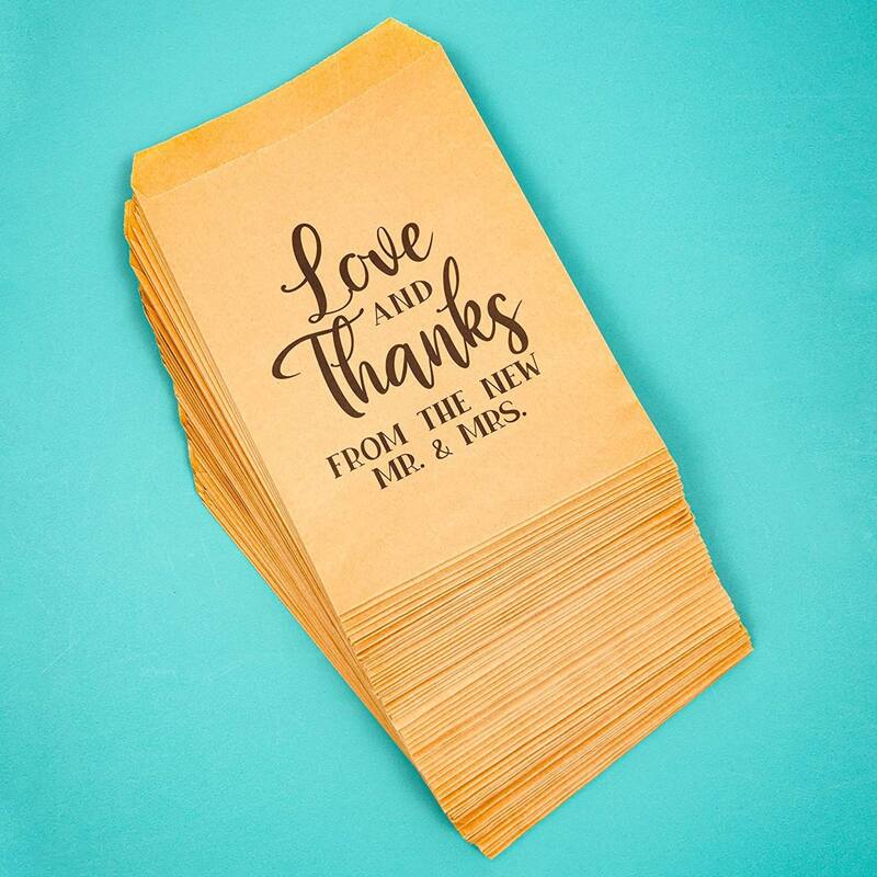 Blue Panda Kraft Paper Treat Bags for Wedding Party Favors (5 x 7.5 Inches, 100-Pack)