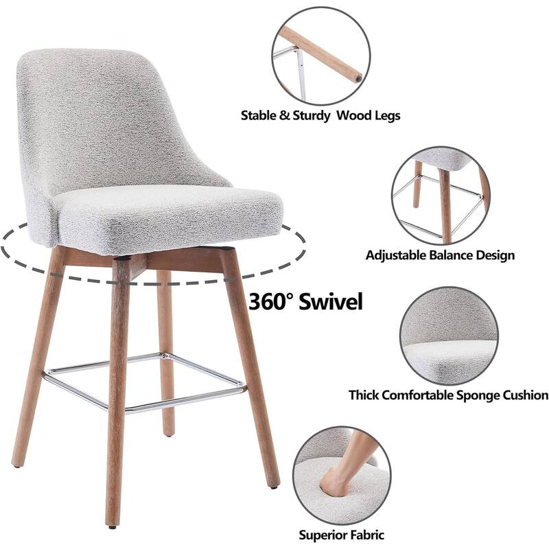 26" Counter Height Swivel Barstool Set of 2