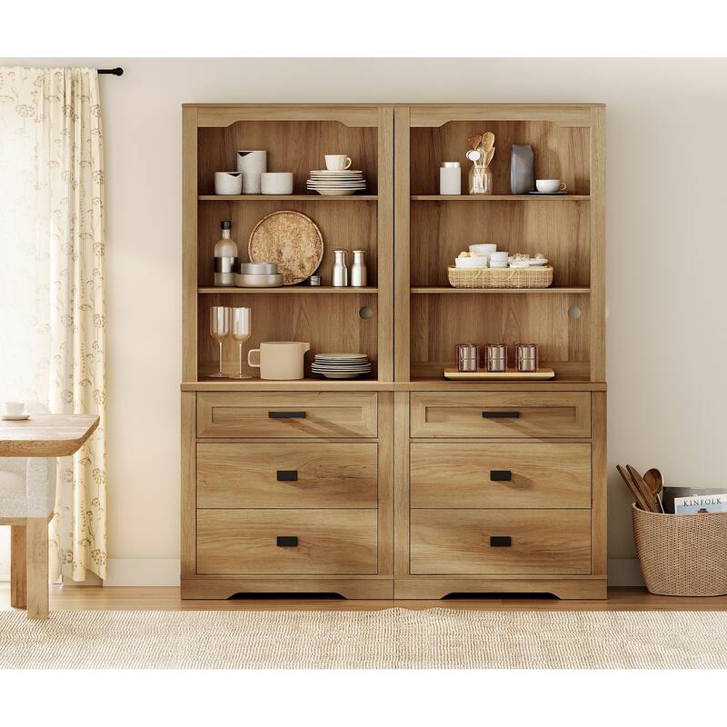 3 Tier Bookcase with Drawer,73.3" Tall Floor Standing Bookshelf