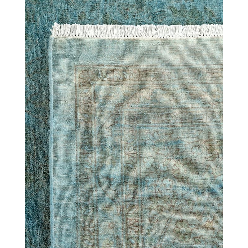 Overton Hand Knotted Wool Vintage Inspired Modern Contemporary Overdyed Gray Area Rug - 9' 1" x 12' 4"
