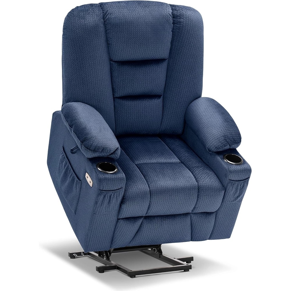 MCombo Power Lift Recliner Chair with Massage and Heat for Elderly, Extended Footrest, USB Ports, Fabric (Medium)