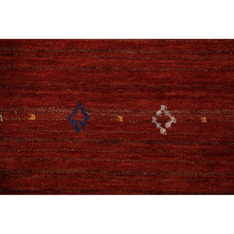 Orange Tribal Gabbeh Oriental Area Rug Handmade Wool Carpet - 6'9" x 9'9"