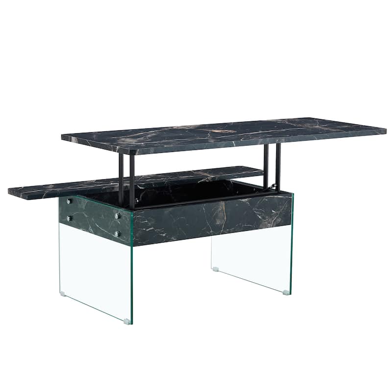 Modern Multifunctional Lift Coffee Table with Storage Space, Non-slip Feet and Lift Top, for Living Room