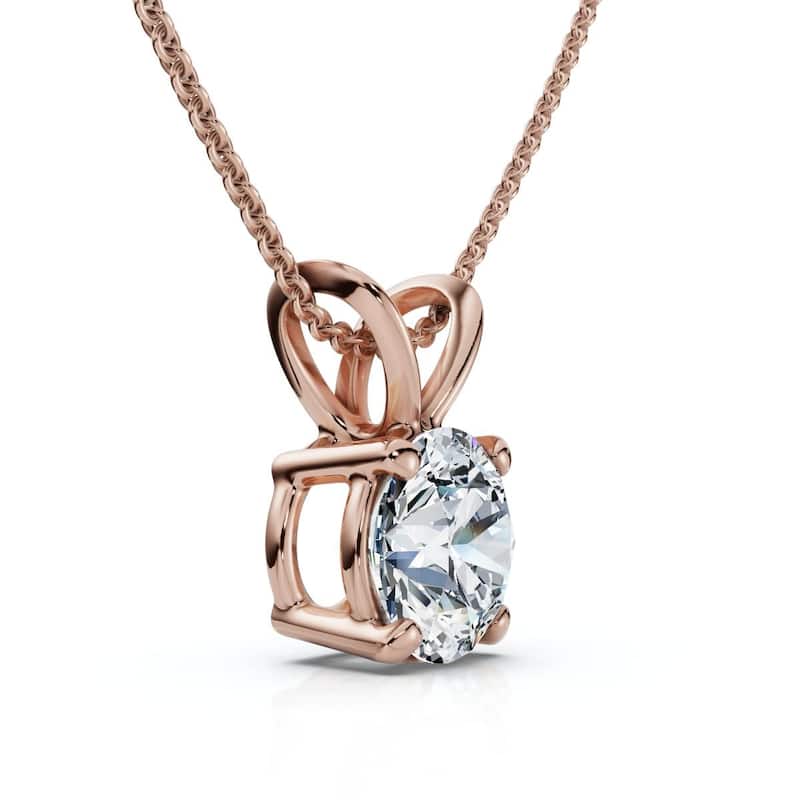 Bliss Diamond 3/4Ct Solitaire Diamond Pendant Gold Women's Necklace Lab Grown EF/VS - Rose