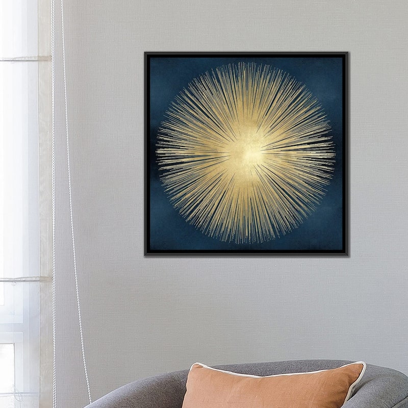 iCanvas "Sunburst Gold On Blue I" by Abby Young Framed Canvas Print