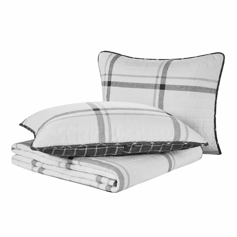 Nautica Fleetville Cotton Reversible Grey Quilt Set