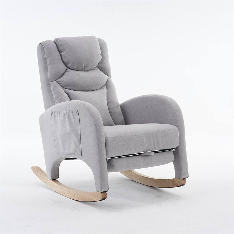 Ergonomic Fabric Nursery Rocking Chair With Adjustable Footrest